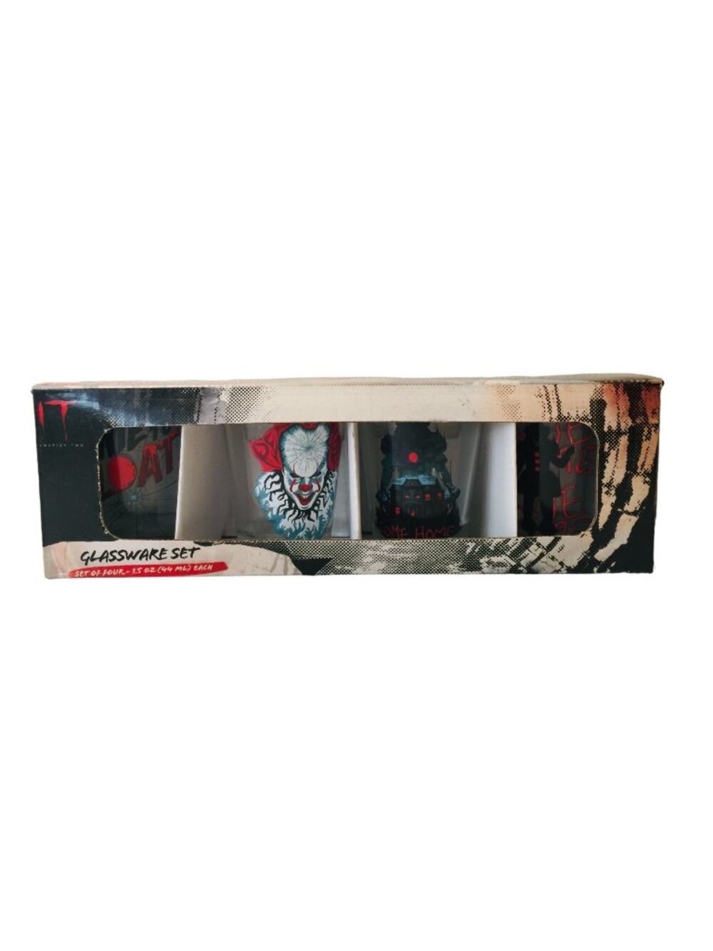 IT Glassware Set of 4 Shot Glasses 1.5 oz Different Scene on Each